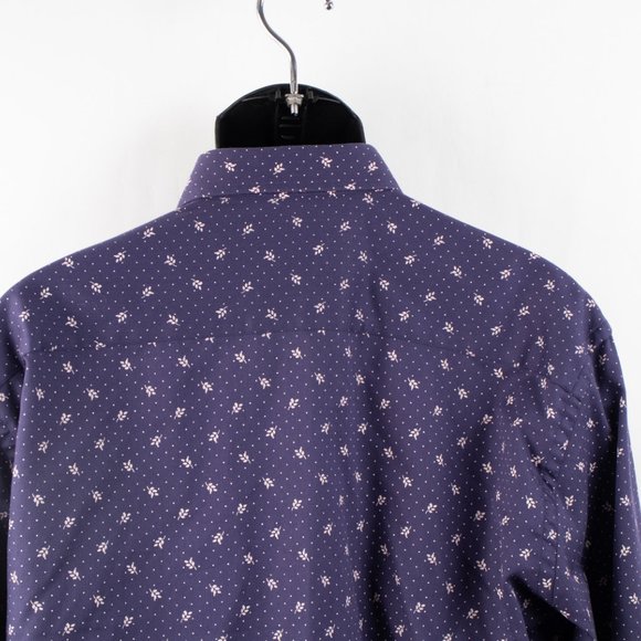 WAM Classic Tailored Fit Men's XXL Long Sleeve Button Shirt Blue Leaf Design - Picture 6 of 10